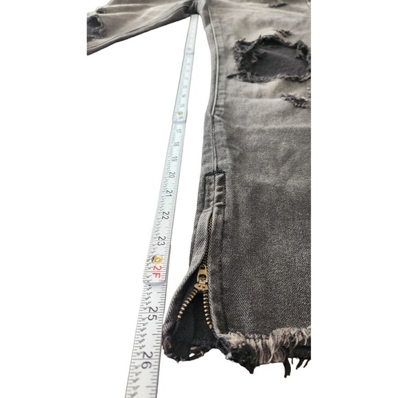 Princess Polly Ankle Zip‎ Jeans Women's Size 4 Black High Waisted Distressed - Picture 7 of 8